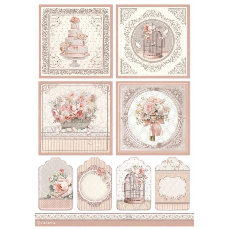 Stamperia Rice Paper A4 You and Me Cards (DFSA4694)