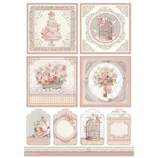 Stamperia Rice Paper A4 You and Me Cards (DFSA4694)