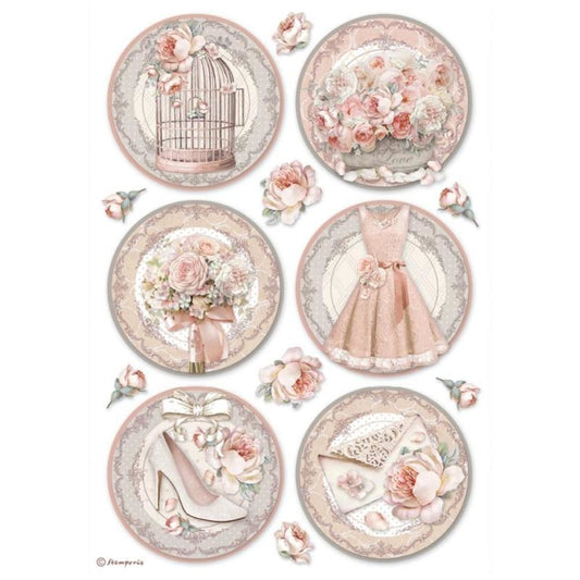 Stamperia Rice Paper A4 You and Me Rounds (DFSA4696)