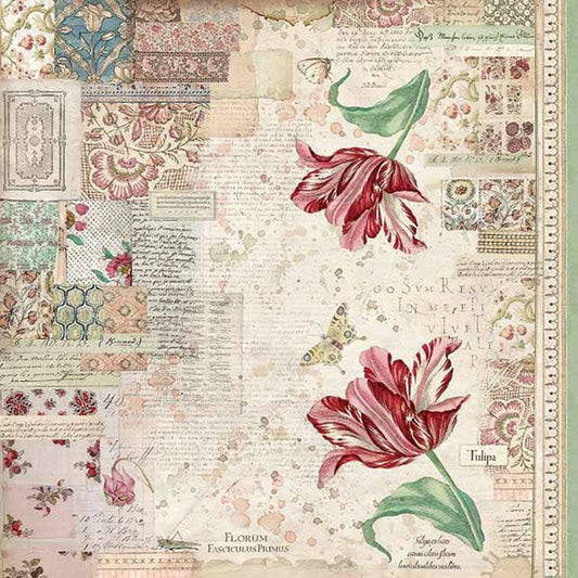 Stamperia Rice Paper Napkin Botanic Tulip (DFT340) for Decoupage -|