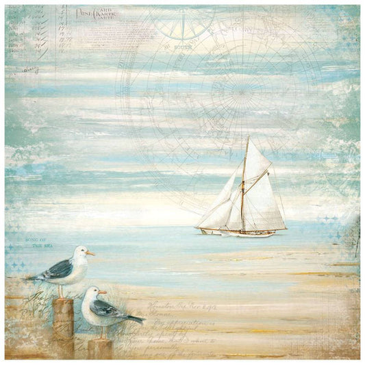 Stamperia Rice Paper Napkin Sea Land Seagulls DFT334 for Decoupage -|