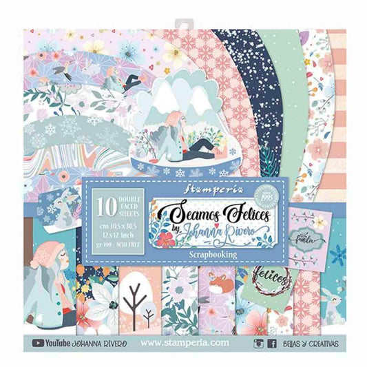Stamperia Seamos Felices 12x12 Inch Paper Pack (SBBL61) for Scrapbooking