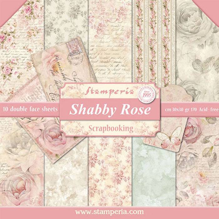 Stamperia Shabby Rose 12x12 Inch Paper Pack SBBL12