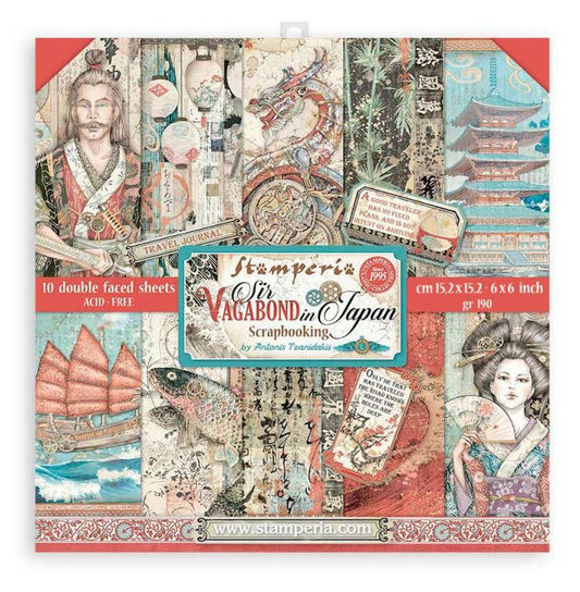 Stamperia Sir Vagabond in Japan 6x6 Inch Paper Pack (SBBXS08)