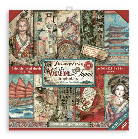Stamperia Sir Vagabond in Japan 8x8 Inch Paper Pack (SBBS47)