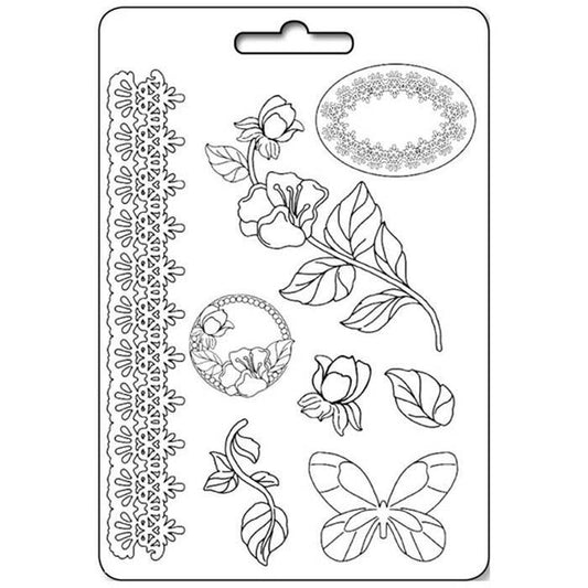 Stamperia Soft Maxi Mould Rose & Border (K3PTA436) -|