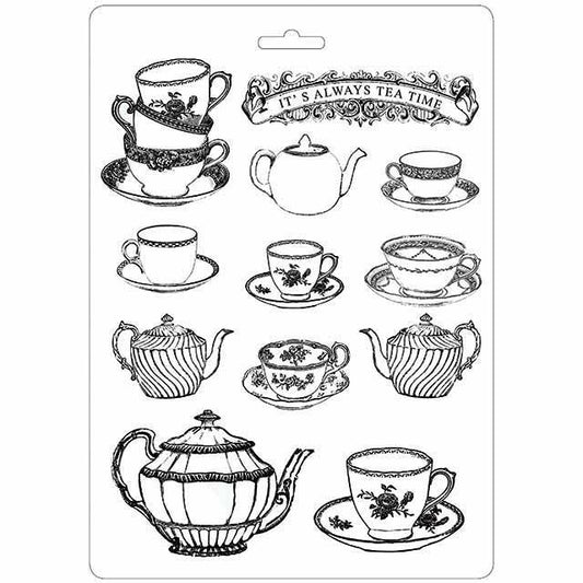 Stamperia Soft Maxi Mould Alice in Wonderland Tea Time (K3PTA455)