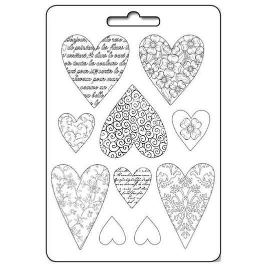 Stamperia Soft Maxi Mould Textured Hearts (K3PTA425)