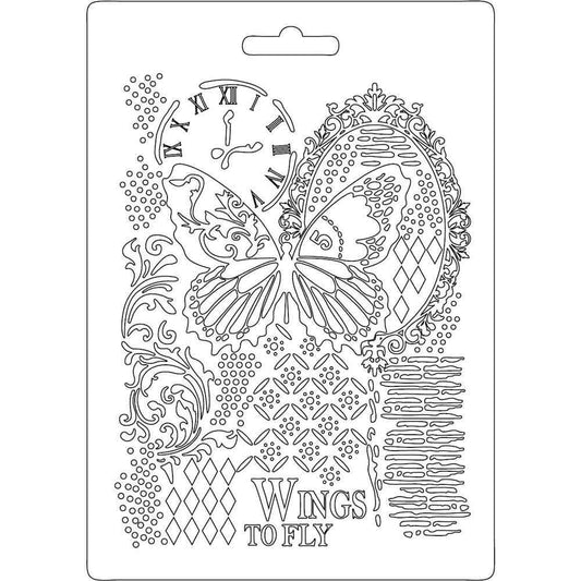 Stamperia Soft Mould A5 Butterfly & Manuscripts 1 K3PTA510