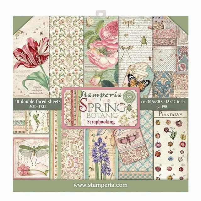 Stamperia Spring Botanic 12x12 Inch Paper Pack SBBL50 for Scrapbooking
