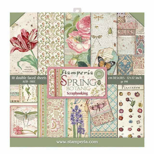 Stamperia Spring Botanic 12x12 Inch Paper Pack SBBL50 for Scrapbooking