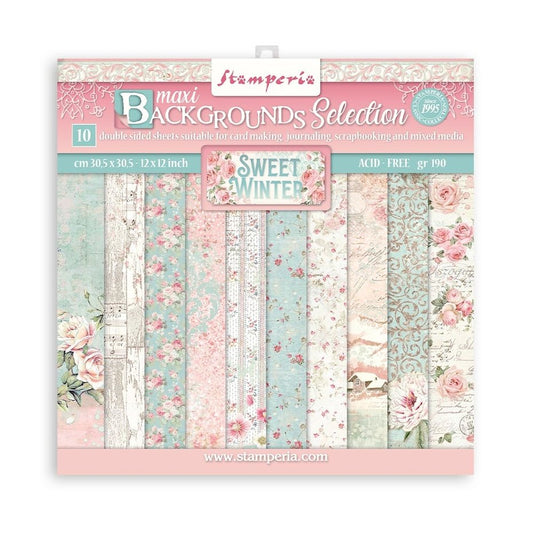 Stamperia Sweet Winter Backgrounds 8x8 Inch Paper Pack (SBBS72)